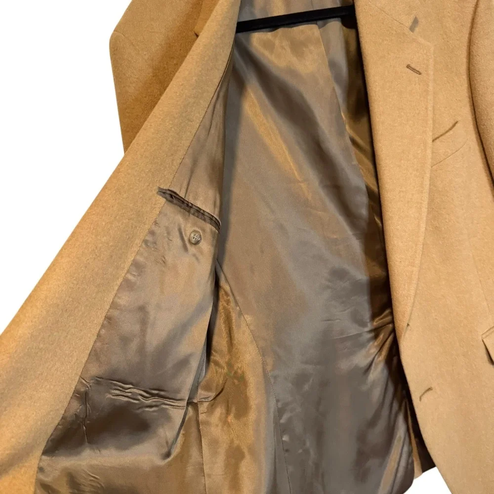 Evan-Picone Mens Camel Tan Wool Blazer Sport Coat‎ 42 Reg Two Button Single Vent